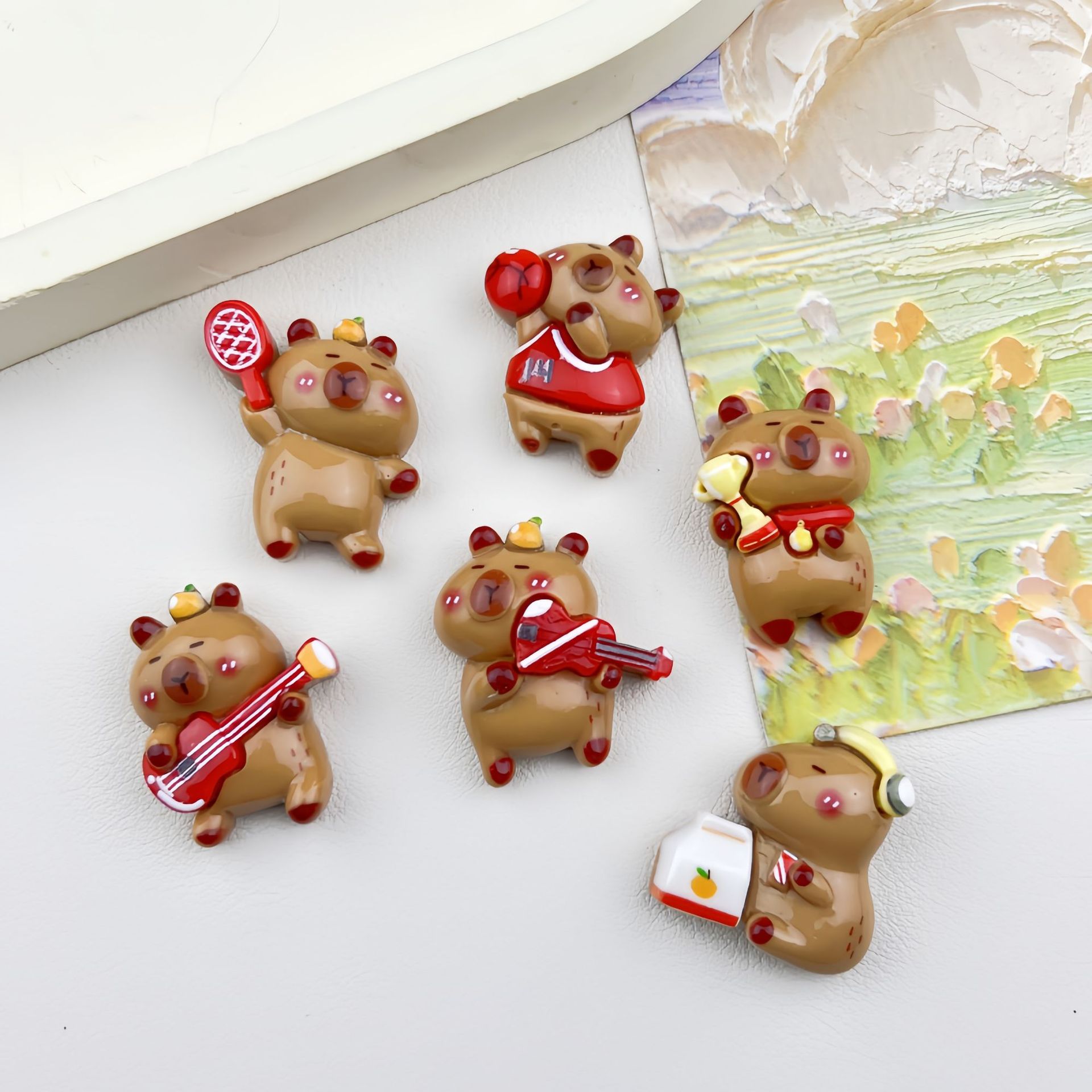 Cartoon bright face love sports kappibala resin accessories handmade diy hairpin hair accessories cream glue jewelry decoration