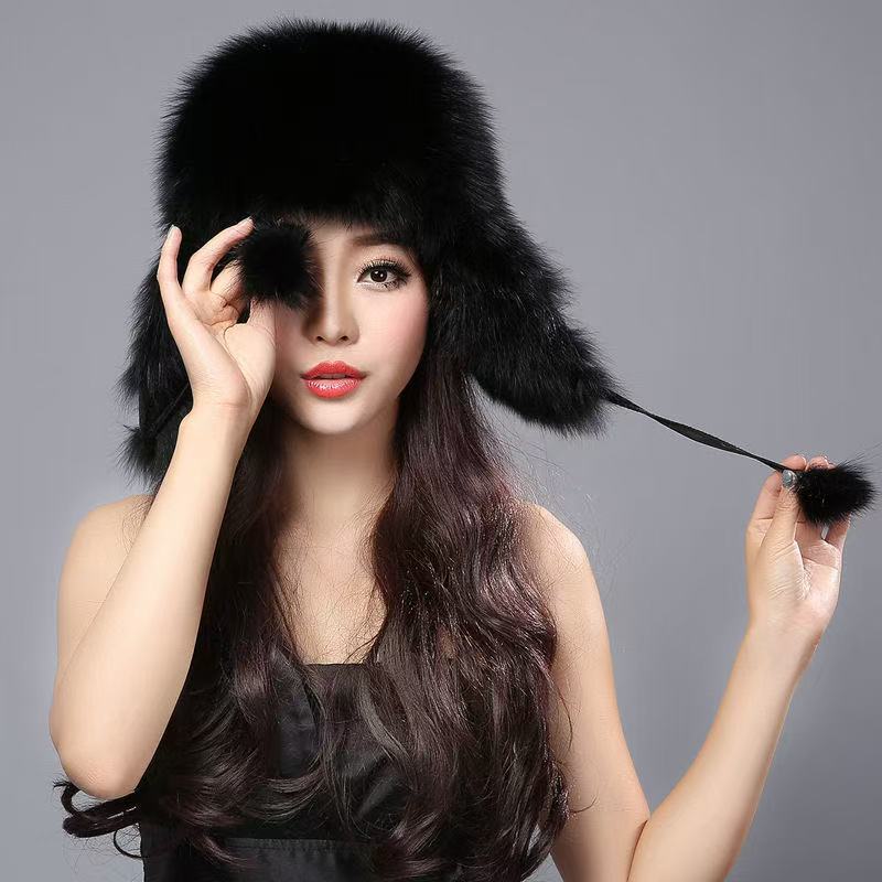 Fox fur Lei Feng hat for women, thickened winter ear-covering windproof and snowproof hat, available in multiple colors, plush raccoon fur hat, wholesale in stock Fox fur Lei Feng hat for women, thickened winter ear-covering windproof and snowproof hat, available in multiple colors, plush raccoon fur hat, wholesale in stock