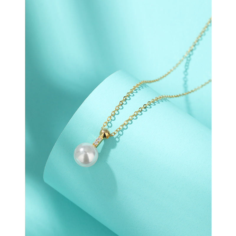 S925 plata esterlina collar de perlas artificiales para mujeres primavera y verano lujo ligero nicho simple de alta sensación cadena de clavícula cadena de suéter universal