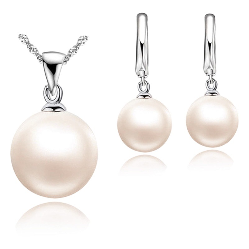 S925 10mm pendientes de perlas agua onda cadena borla perla traje pendientes collar generación pelo AliExpress