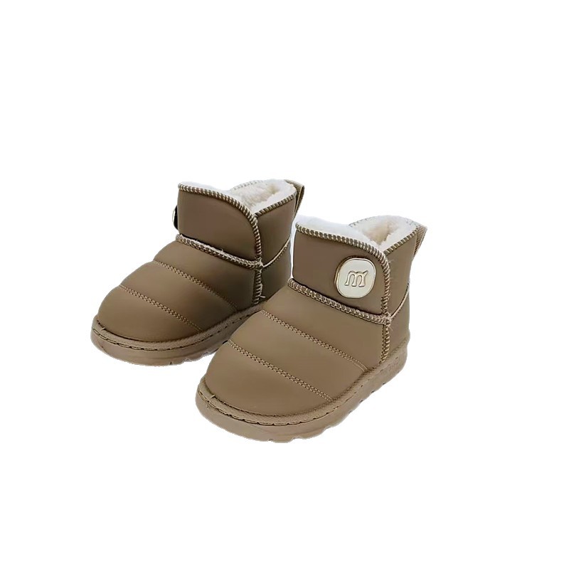 22-33 Tamaño de invierno de niños botas de nieve 2025 nuevas botas cortas para niños con botas de algodón gruesas para bebés calientes