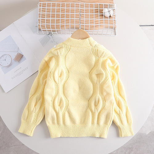 Thickened Fall/Winter New Arrival Children's Cable Knit Hooded Top for Girls, Toddler Sweater for Girls