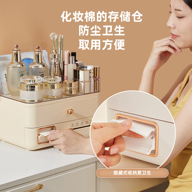 Caja de almacenamiento de cosméticos a prueba de polvo Caja de almacenamiento de cosméticos de gran capacidad Caja de acabado de escritorio Caja de vestuario Estante de productos de cuidado de la piel