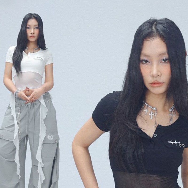 Street Dance Trendy Brand Mesh Tassel Elegant Jazz Sexy Short-Sleeved Kpop Light Summer Top for Women Dancing