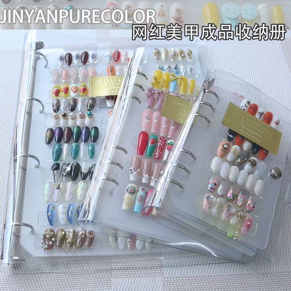 Nail art Japanese style nail piece style display book Nail work transparent color card book sample photo frame wearing nail storage book