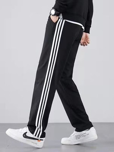 25 summer sports pants men's wardrobe loose straight casual pants three-bar school uniform pants versatile thin large size pants