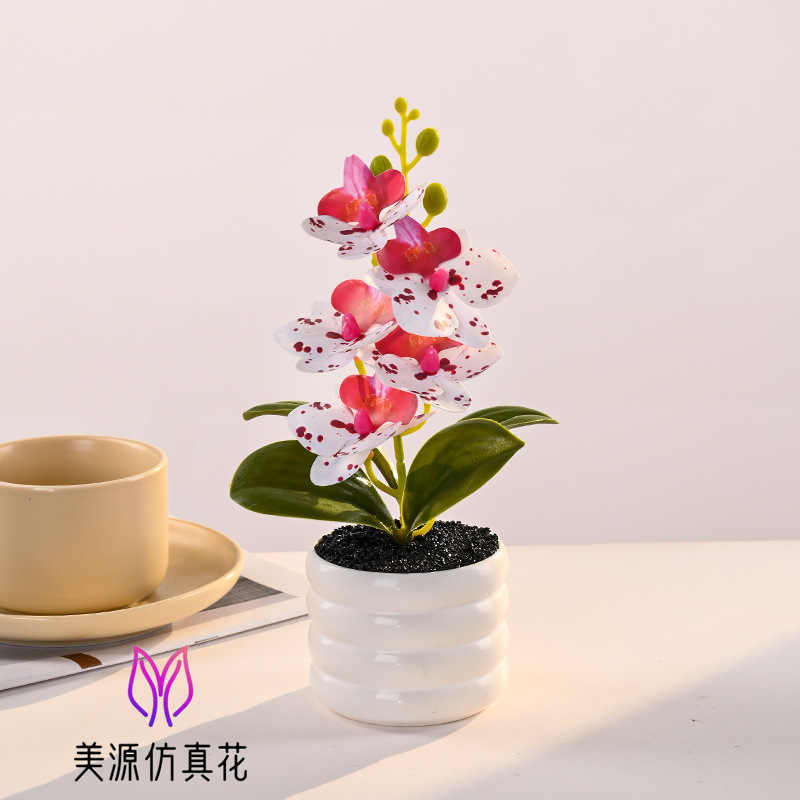 Selección estricta de 2026 nueva orquídea mariposa de alta simulación bonsai flor de seda falsa flor decoración de escritorio de la sala de estar decoración de estudio image 3