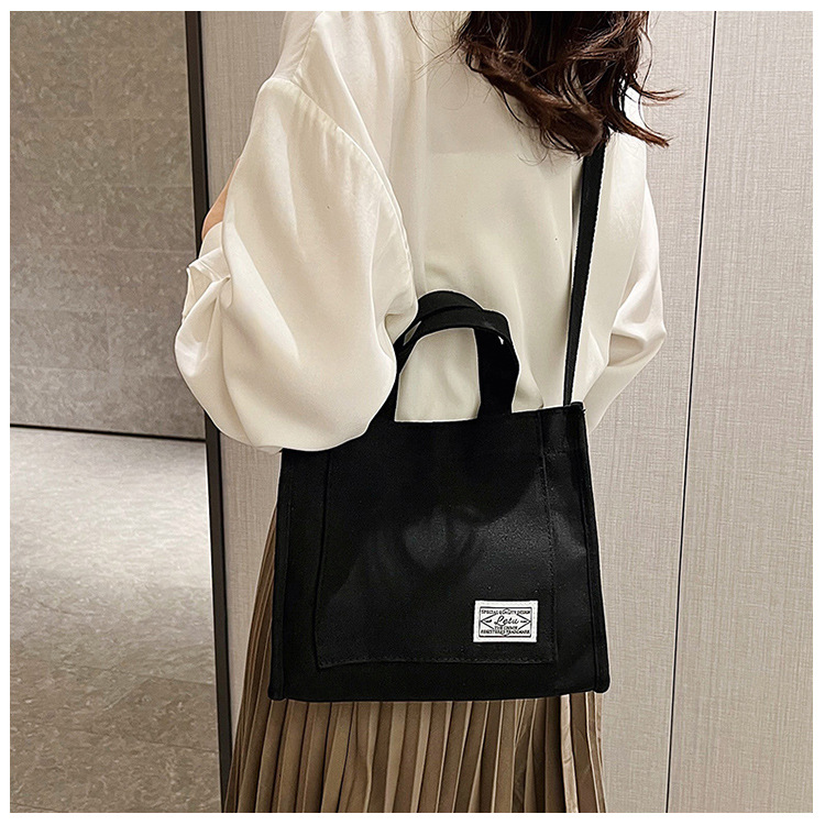 257g Weight Polyester Lining Material Sewing Thread Fashion Element Zipper Closure Type Single Shoulder Strap, Top Handle Strap Type Square Bag Bags Type Casual Occasion Canvas Material Solid Color Pattern All Seasons Season Women's Gender Streetwear Style Square Shape Women's Canvas Solid Color Streetwear Sewing Thread Square Zipper Square Bag 14