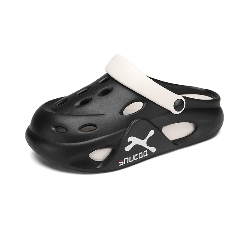 Verano al aire libre suela gruesa antideslizante pisando mierda zapatos con agujeros comercio exterior para hombres moda de gran tamaño playa de doble uso sandalias y zapatillas Baotou