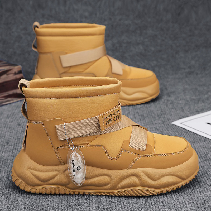 Zapatos cálidos de veludo al aire libre botas de nieve de alto perfil para hombres invierno 2024 más zapatos de algodón grueso para hombres