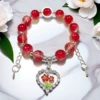 AB18 Red Sun Flower Dot Diamond Heart Bracelet
