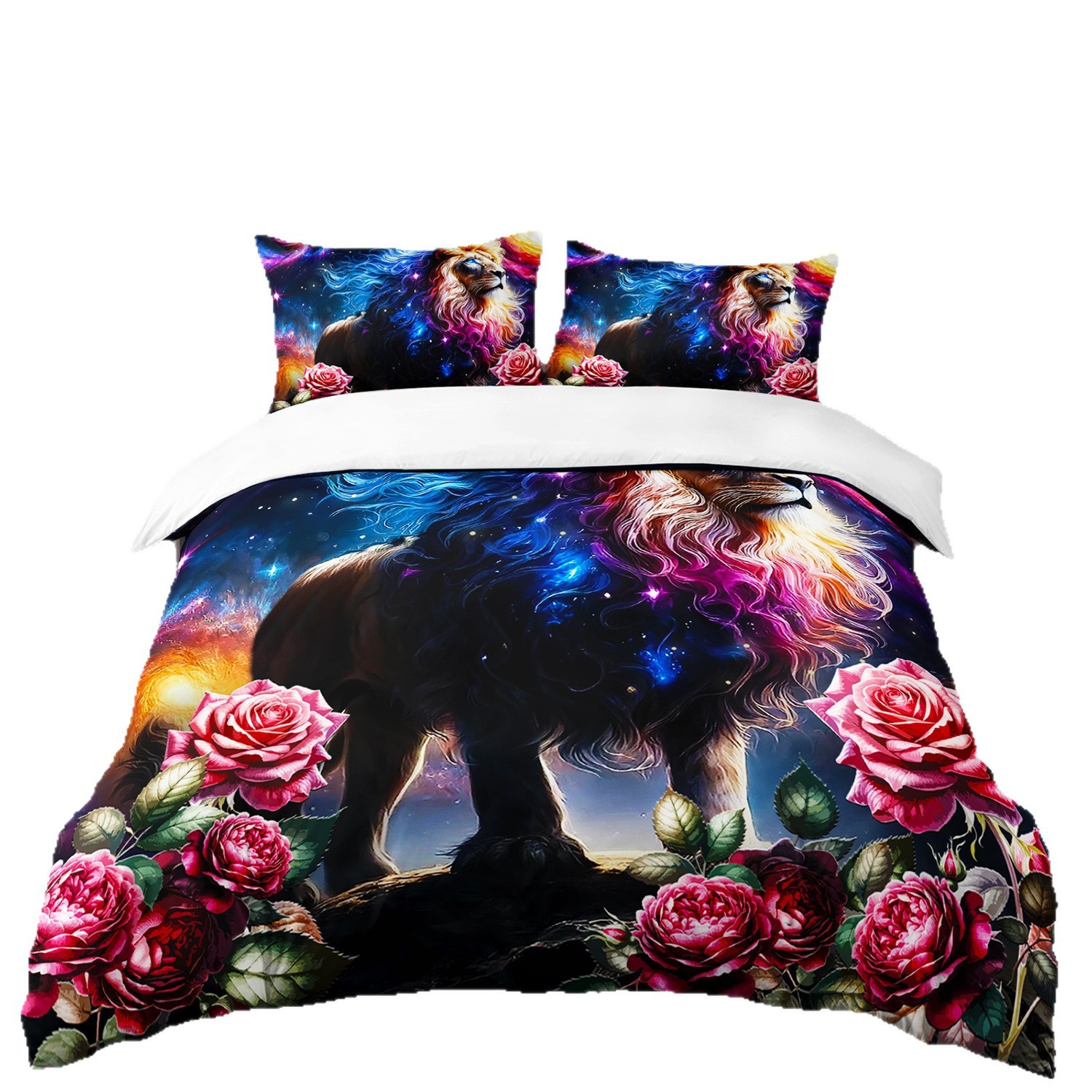 TEMU / JIT abrasión digital impresión cama colcha de cama pro-piel kit textil casero frío negro patrón de león fábrica fuente