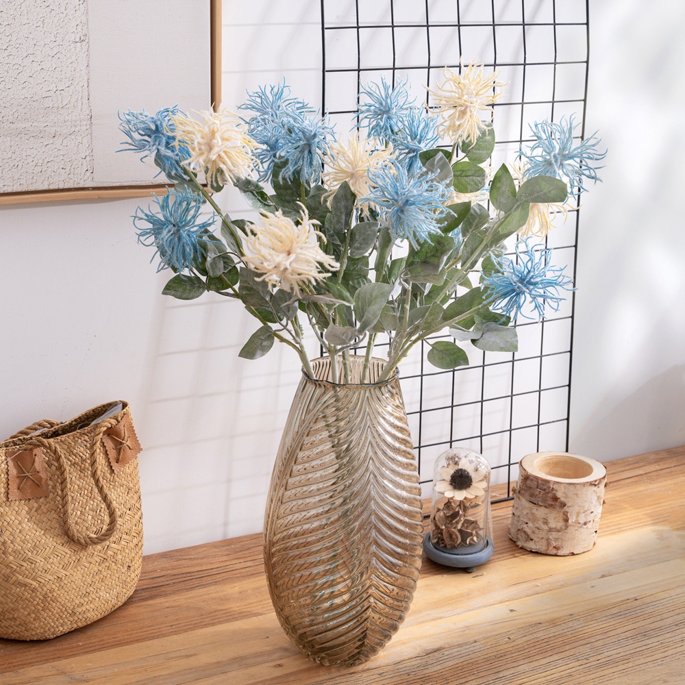 家庭裝飾海膽植絨仿真花廠家婚慶布置手捧花路引花牆假花MW27601