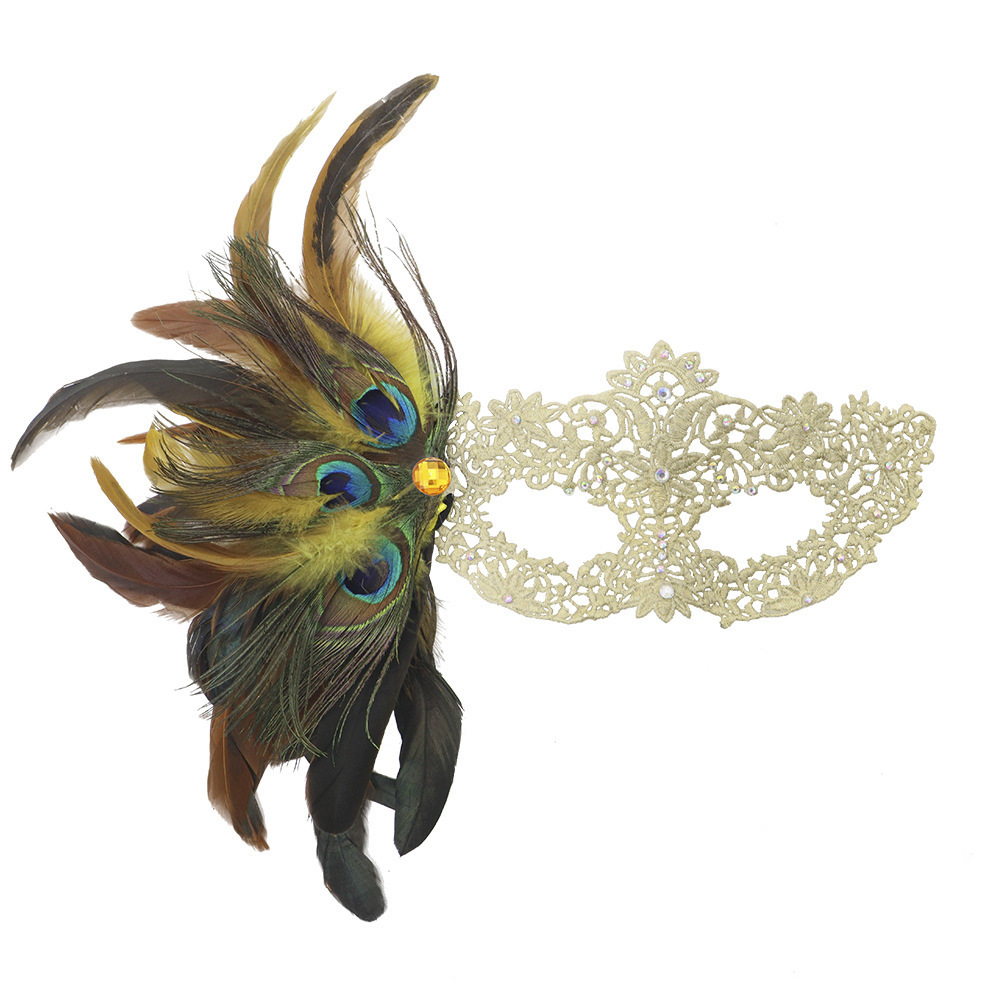 Máscaras de encaje de venta transfronteriza máscaras de plumas de mujer decoración gradiente máscaras de mitad de cara maquillaje de baile accesorios de vestuario sexy