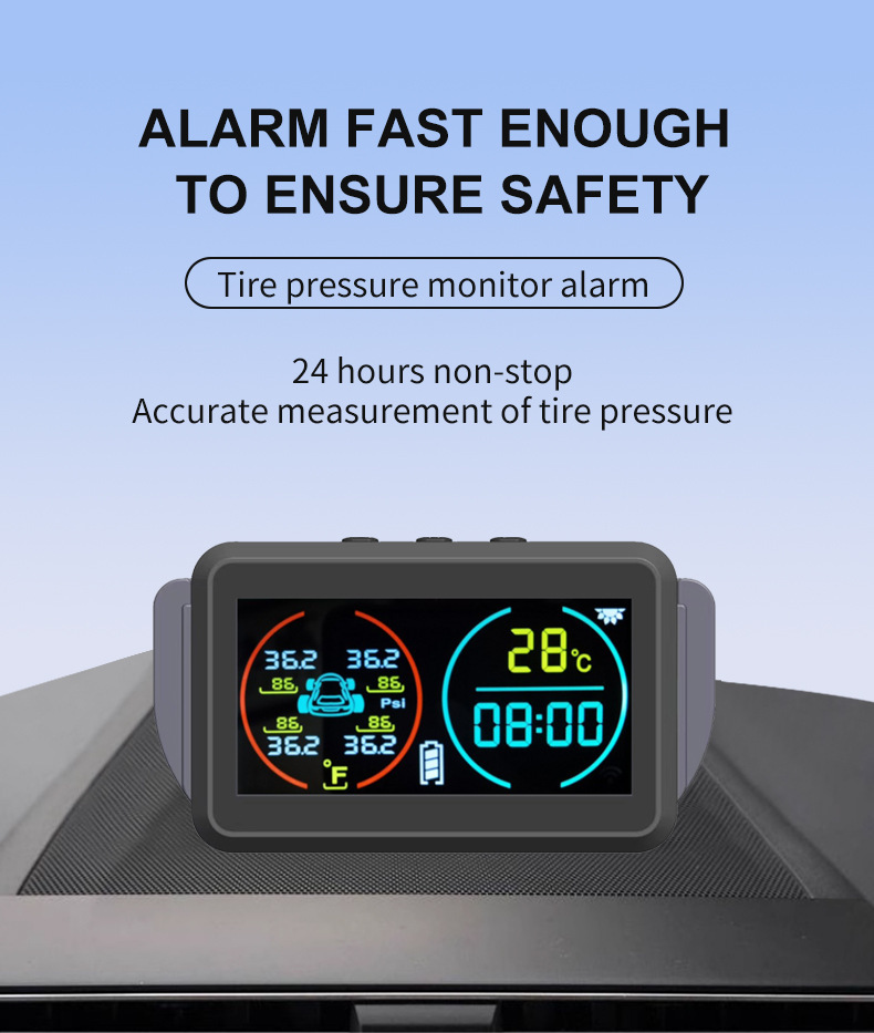 Cross-Border T14 Time and Temperature Display Large Screen Tire Pressure Monitor Built-In External Car Universal Wireless Solar