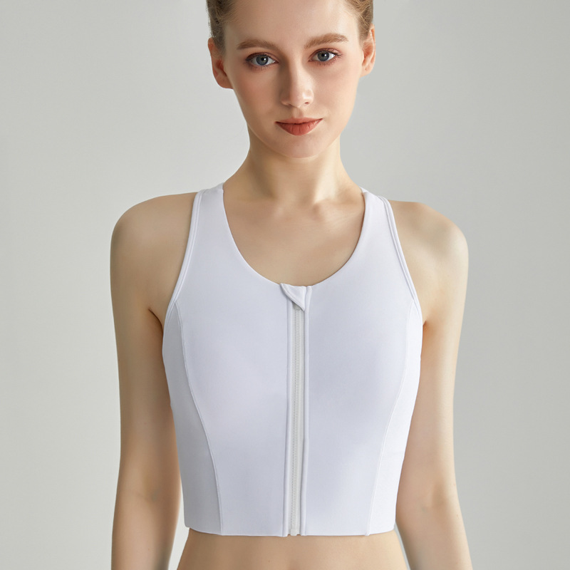 LAHN Lycra ropa interior deportiva de alta resistencia a prueba de golpes con cremallera frontal integrada Copa fija en forma de I belleza espalda sujetador deportivo