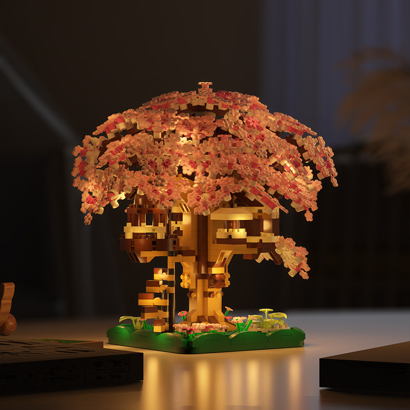 Compatible con Lego Sakura Tree House Street View Bloques de construcción Flor eterna Decoración en macetas Juguetes educativos para niños Regalo para niñas