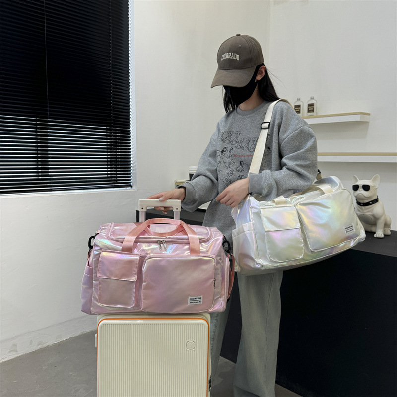 时尚炫彩短途旅行包男女大容量手提运动游泳包干湿分离瑜伽健身包