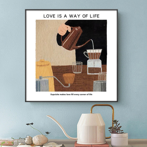 Art Deco-style cafe decoration painting, modern minimalist living room and dining room wall art, inverted coffee, niche Instagram wall hanging