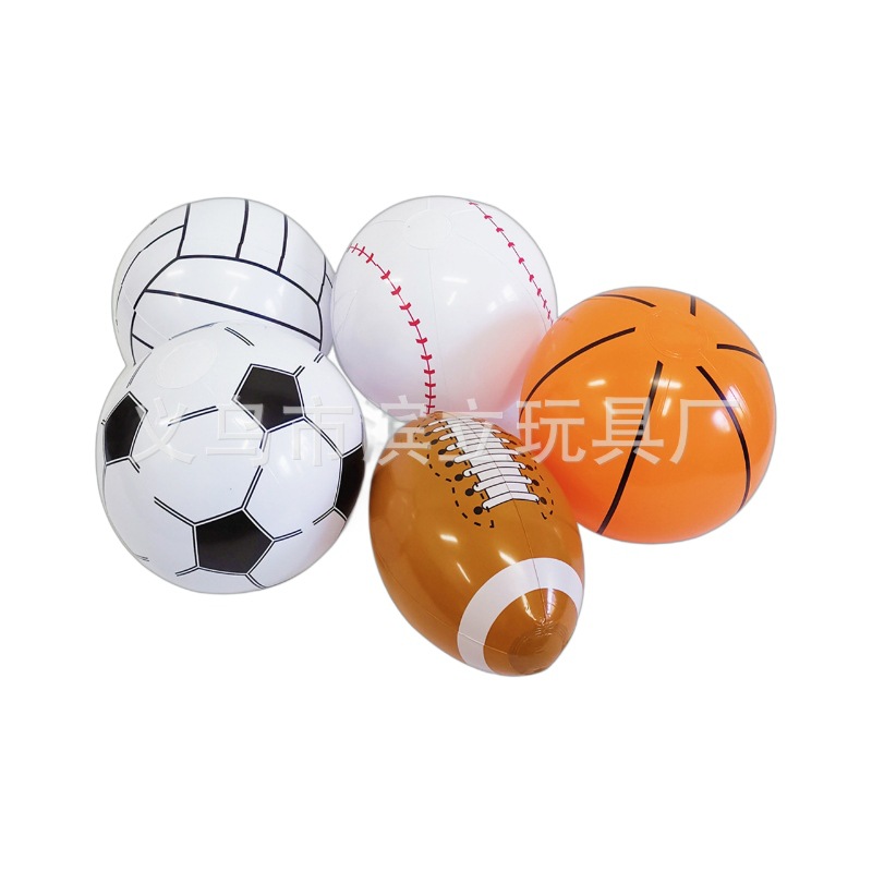 Cross-Border Hot Sale 16inch Inflatable Football Baseball Rugby Basketball Set Water Inflatable Sports Beach Ball