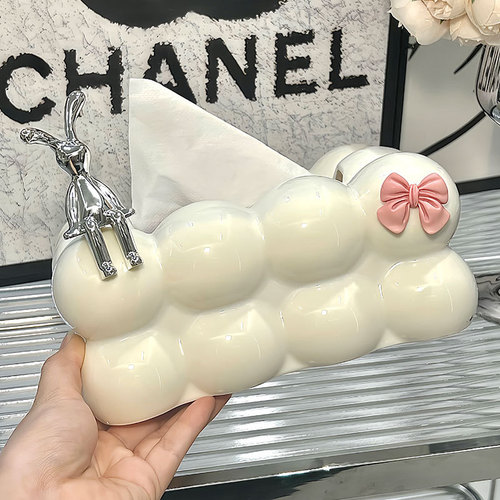 Light luxury tissue box living room high-end home decoration ornaments bubble shape paper box electroplated rabbit napkin box
