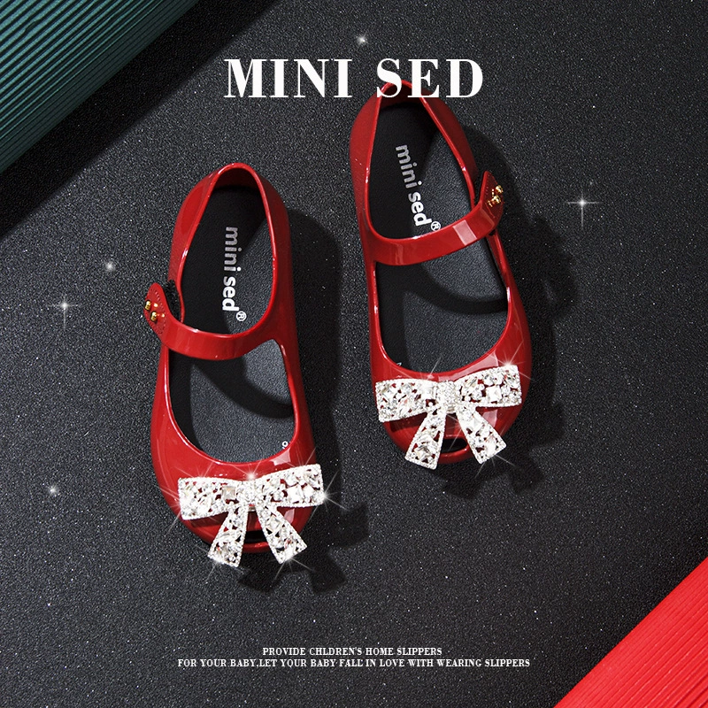 Строго отобранные новые детские ботинки желе Mei Li мягкие ботинки принцессы для девочек сандалии хрустальные ботинки с водяными стразами луки летом