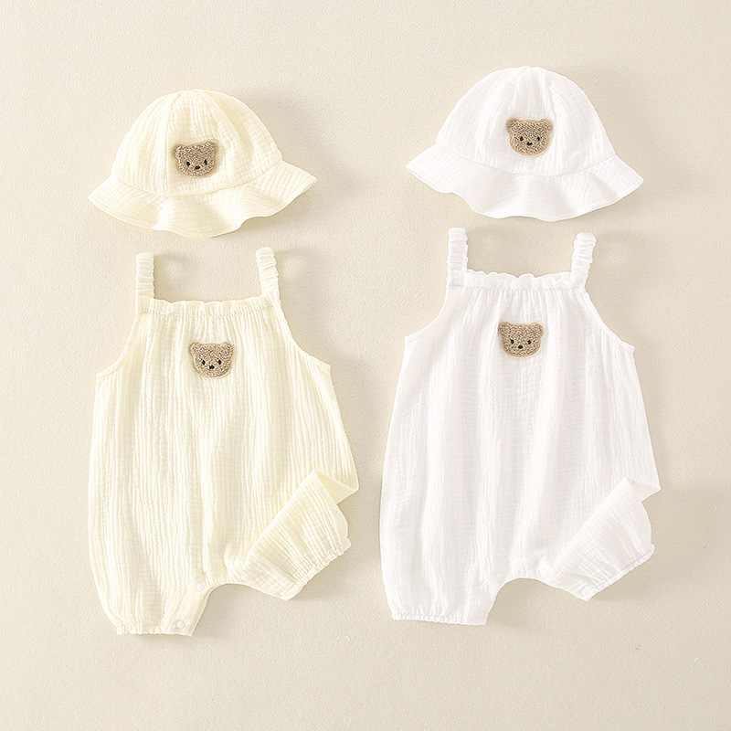 Baby newborn baby Summer thin strap boneless cotton gauze one-piece romper men and women super cute western style romper