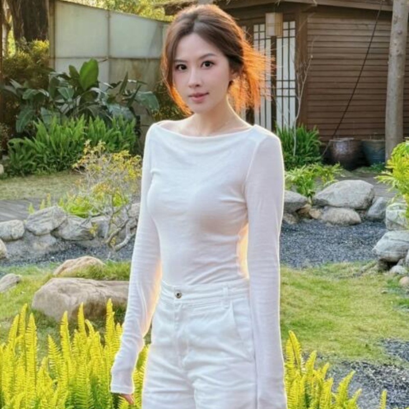 设计感白色薄款长袖上衣女2025新款夏季小个子阔腿裤打底衫两件套|undefined