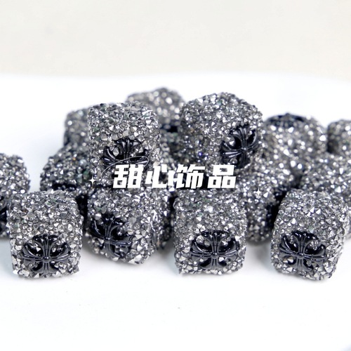 Heavy industry exquisite black square sugar beads square diamond beads loose beads diy jewelry mobile phone chain accessories