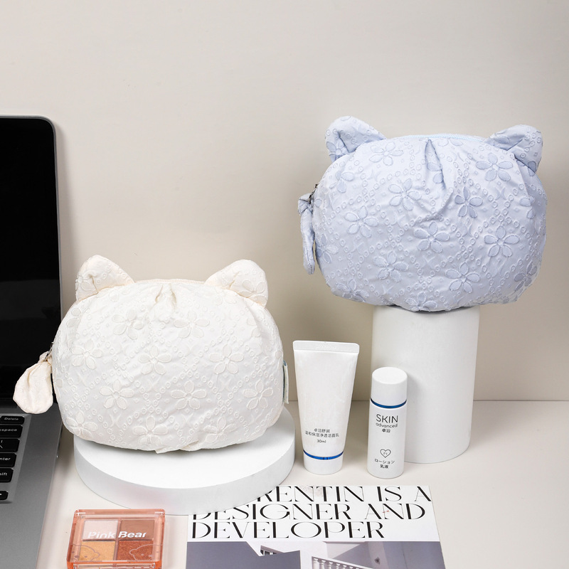 新しい ins かわいい猫ミニ化粧品バッグ女性のポータブル旅行必需品トイレタリー衣類収納袋|undefined