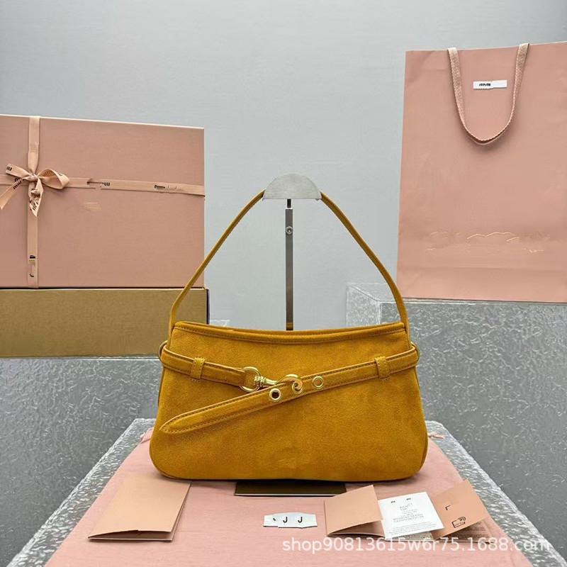 Retro Underarm Bag 25SS New Suede Commuter Bag Vintage Handheld Shoulder Bag Baguette Bag for Women - Thumbnail 6