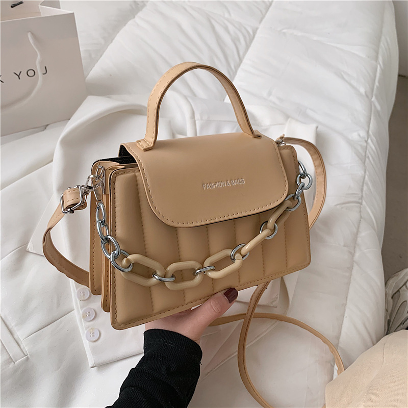 Bag Women 2021 Summer New Women's Bag Fashion Embroidery Thread Thick Chain Shoulder Bag Tide Messenger Small Square Bag Foreign Trade Bag