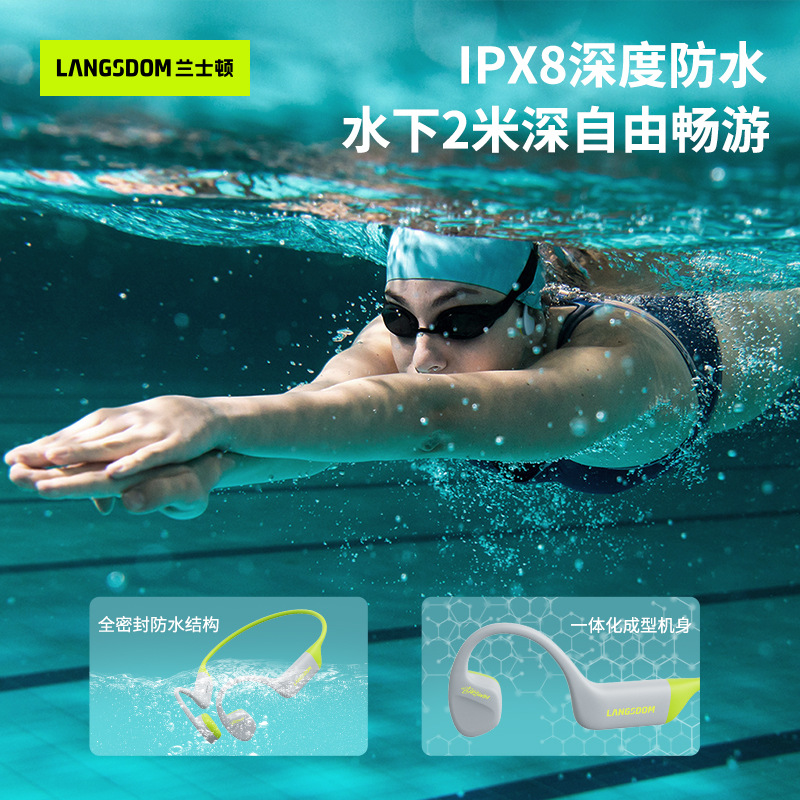 Langston BE15 conducción ósea regalo auriculares Bluetooth nadar abierto no en el oído ocho auriculares de natación impermeables