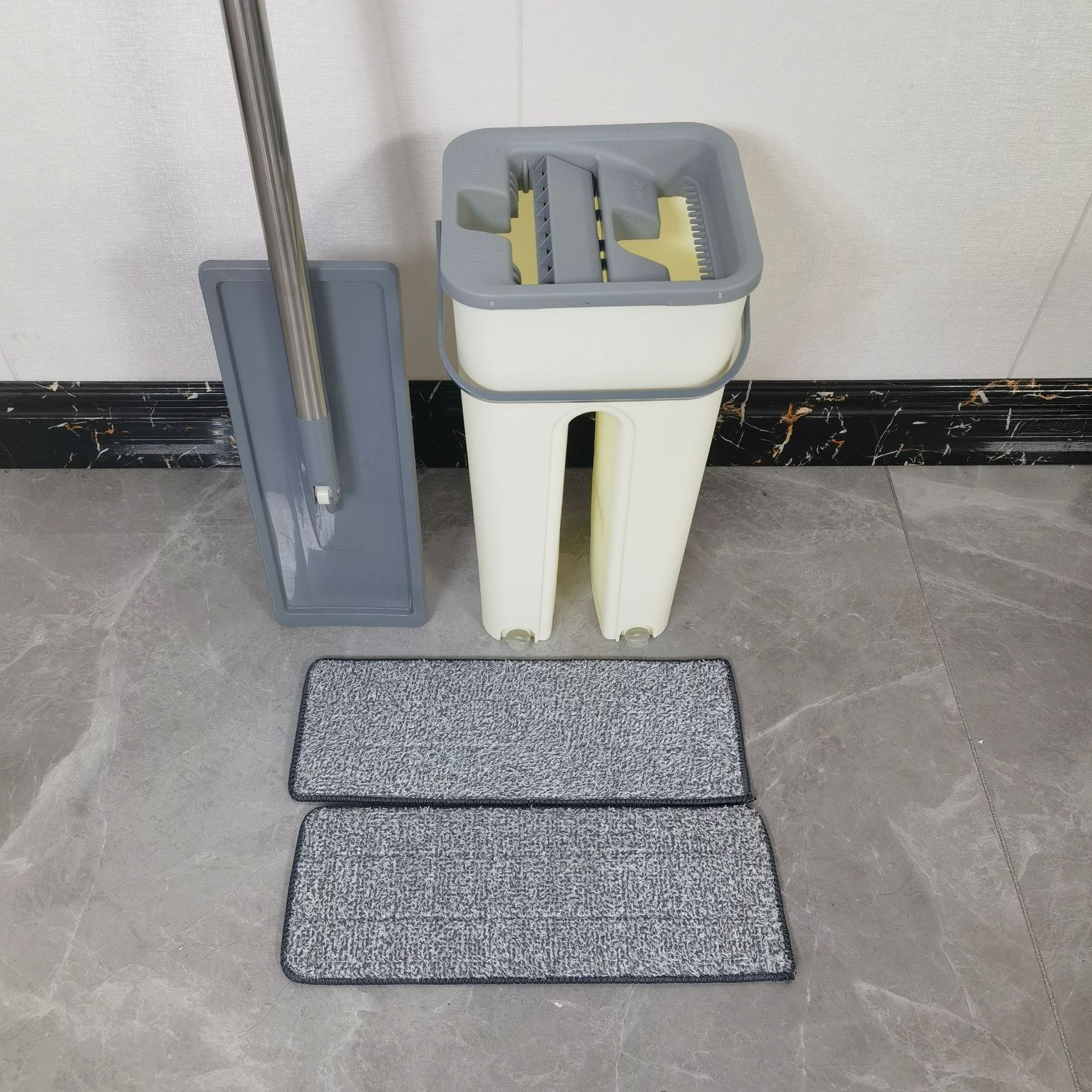 Fregona plana perezosa de moda, uso en seco y húmedo, cubo escurridor, limpieza fácil sin rayar