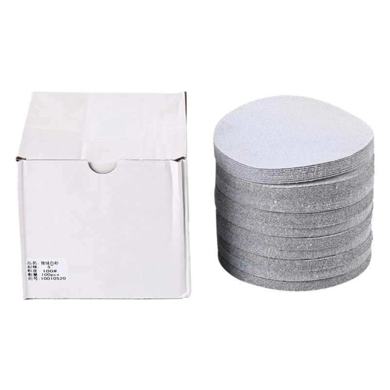 Papel de lija de terciopelo de molienda en seco blanco 23479 pulido neumático pieza de lija 5 pulgadas oro vaca placa redonda autoadhesiva flocado