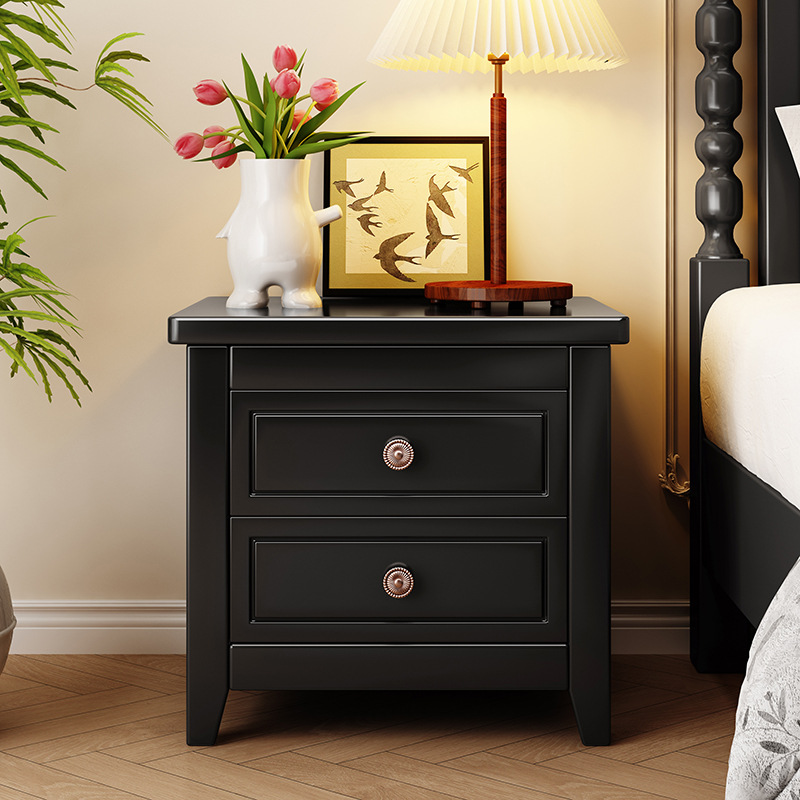 프랑스 단단한 나무 침대 옆 탁자 저장 침대 옆 캐비닛 서랍 현대 간단한 유리 복고풍 마스터 침실 가구