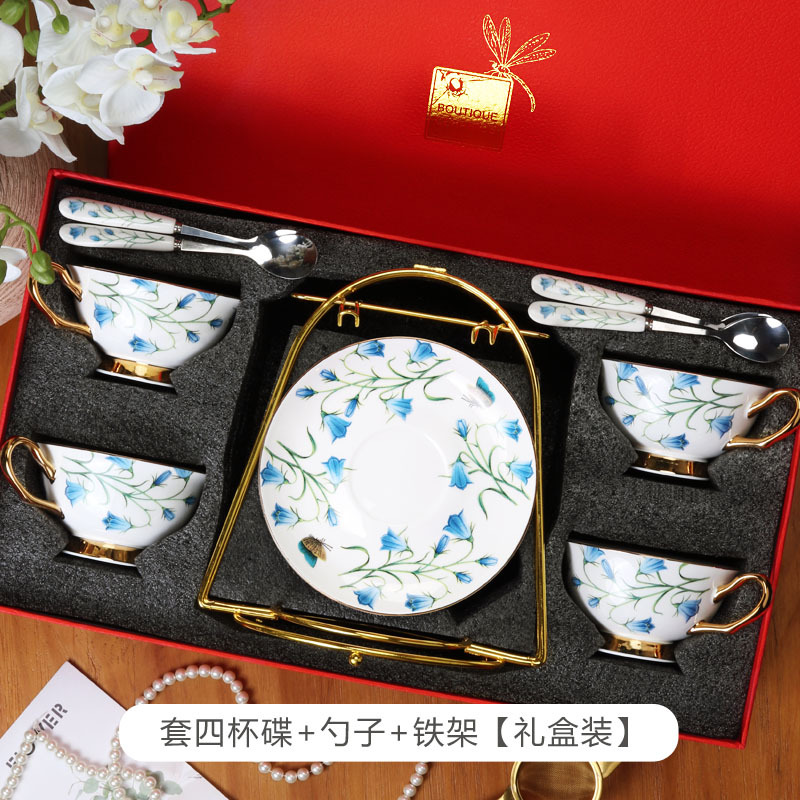 Juego de tazas y platillos de porcelana china de lujo ligero, exquisito juego de té de la tarde británico, recuerdo de boda