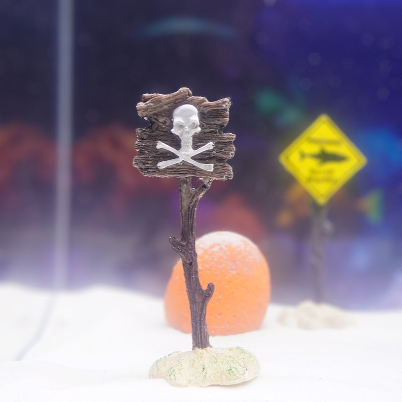 Decoración de paisajismo de peceras, decoración de resina, pequeños adornos, peces y camarones, evitando agujeros en la casa, simulación de letreros de tiburones, letreros de advertencia, estilos explosivos