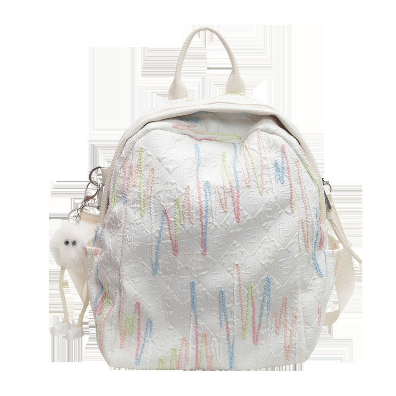 Mochila de nailon para mujer 2024 nueva mochila pequeña de color de contraste de moda salvaje mochila de viaje ligero al por mayor