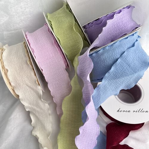 2.5cm pleated fishtail yarn ribbon flower bouquet packaging macaron ribbon flower shop cake handmade diy material