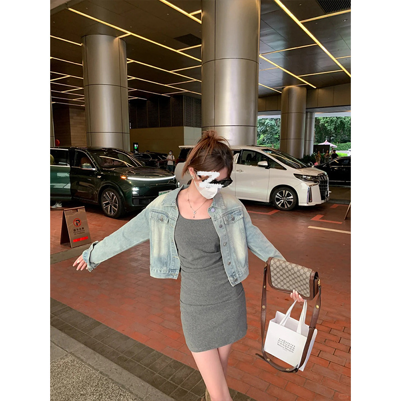 (2개) 국경 간 동남아시아 알몸 핑크 짧은 치마 광장 칼라 뜨거운 소녀가 엉덩이 스커트 허리 조끼 원피스