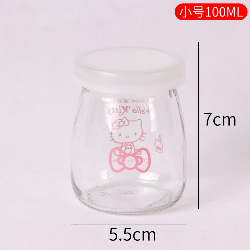 Vaso para pudín con tapa, botella de vidrio para pudín, tarro de miel, gelatina, vaso para mousse de leche de doble capa, vaso para yogur, patrones creativos al por mayor