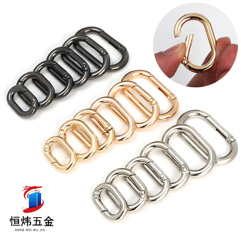 Hardware de equipaje denier anillo de resorte anillo de huevo hebilla accesorios metal anillo abierto aleación de zinc Oval primavera hebilla multi-Especificación