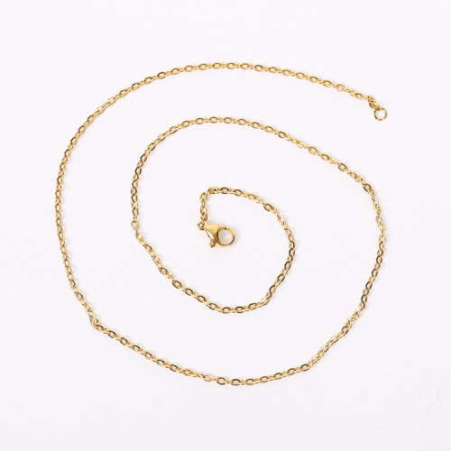 304 Titanium Steel Hammer Cross Chain, Flat O Chain Rose Gold Lockchain Titanium Steel Necklace DIY Pendant Accessory Matching Chain