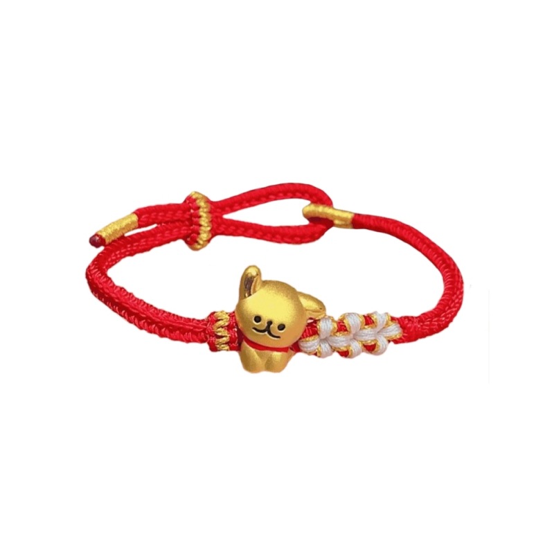 라인 강아지 + 붉은 복숭아꽃 팔찌 + 인증서 + 카운터 고급 포장