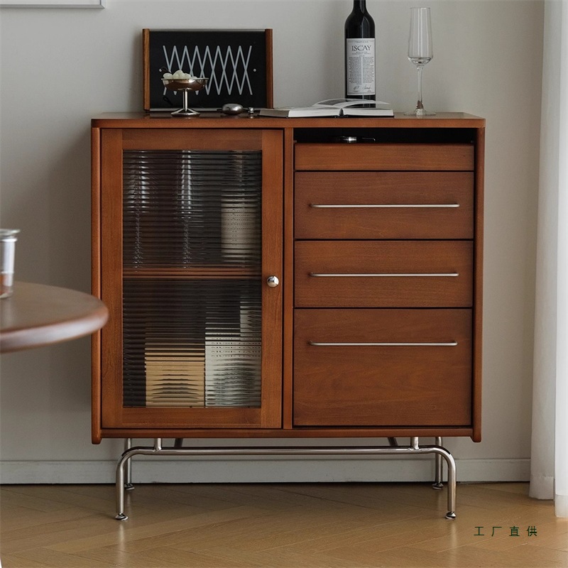 Nordic Solid Wood Sideboard, Retro Storage Cabinet, Second-Hand Sofa Side Cabinet, Tea Cabinet, Small Wine Cabinet, Drinking Bucket Cabinet