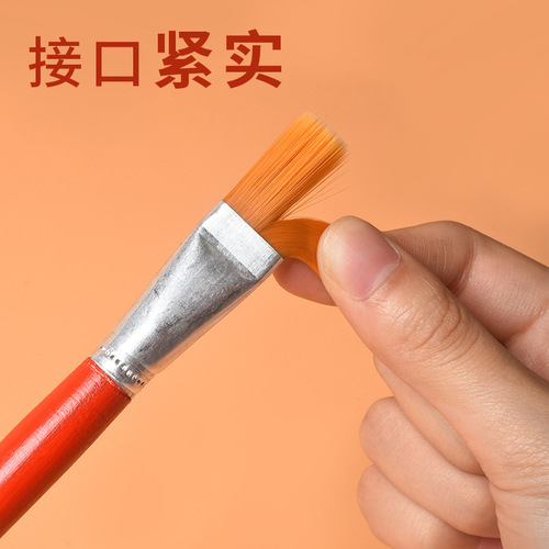 Red rod nylon paint brush flat head oil painting acrylic watercolor water chalk row brush children's paint brush set 6 pieces