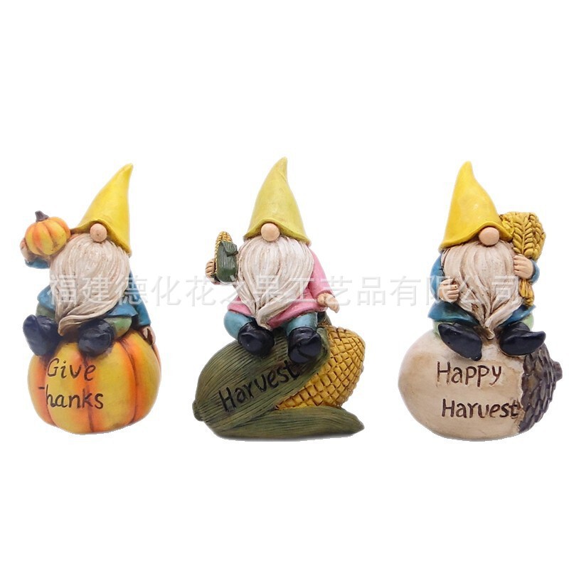 Cross-border Harvest Festival Resin Dwarf White Beard Elf Dwarf Garden Ornaments Indoor and Outdoor Crafts