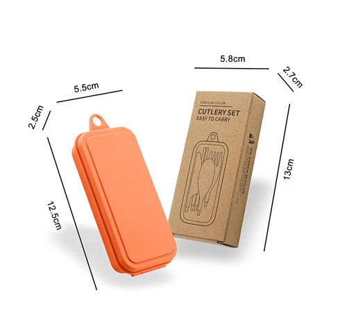 Creative wheat straw folding tableware set detachable fork, spoon and chopsticks student portable tableware set