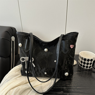 Senior Sense Pearl Bow Women's Bag 2025 New Commuter Bag Popular Shoulder Bag Large Capacity Tote Bag Wholesale
